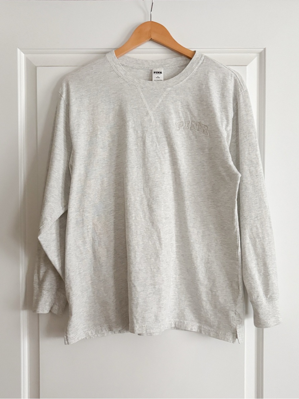 PINK Campus Cotton Long Sleeve sparkle tee